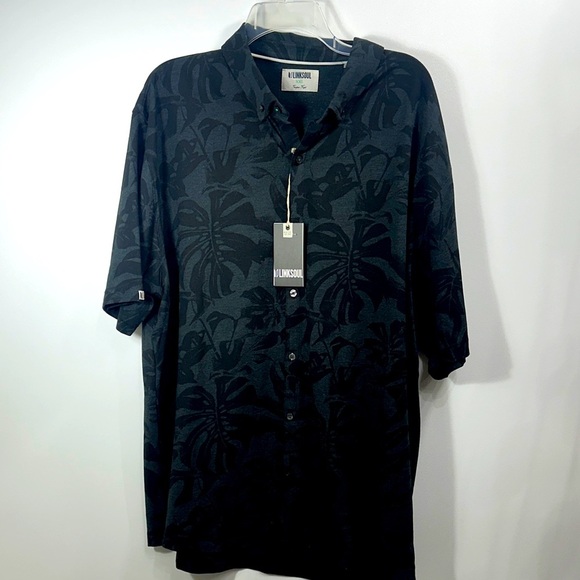 LINKSOUL Men’s Printed Delray Polo Black Heather Monstera size XXL. NWT. - Picture 1 of 12